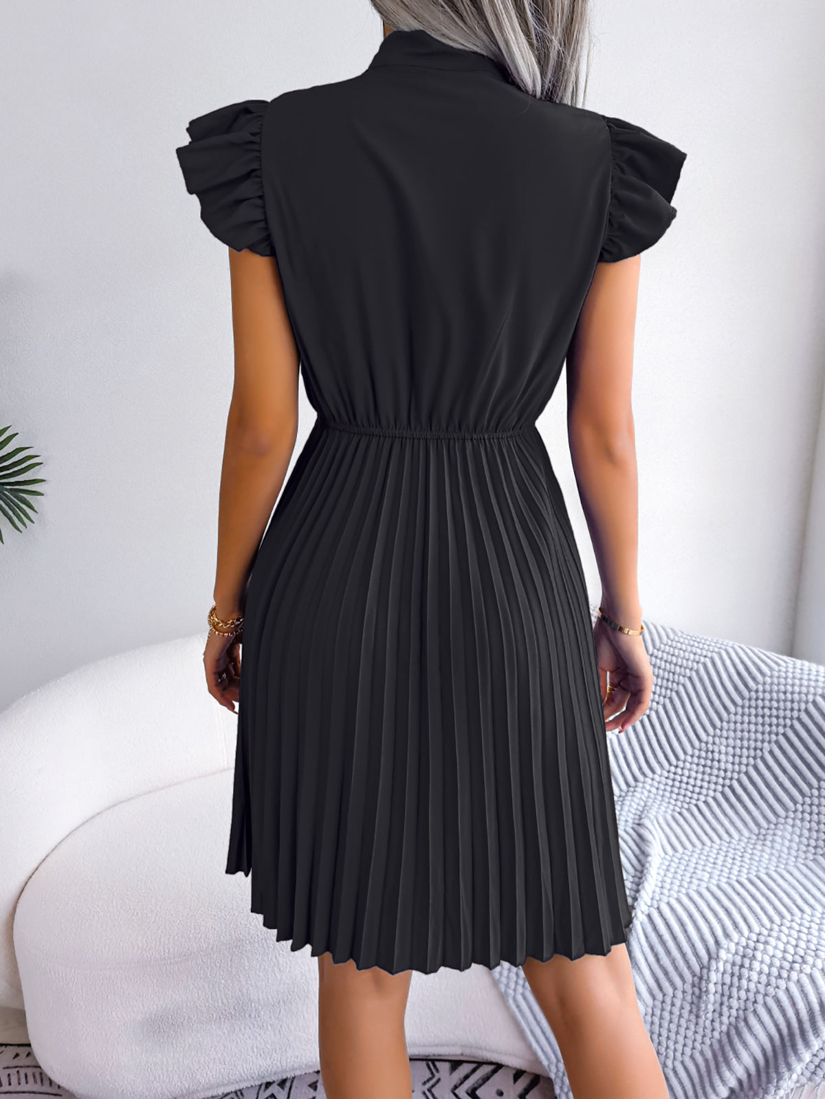 Puff Sleeve A-Line Midi Dress