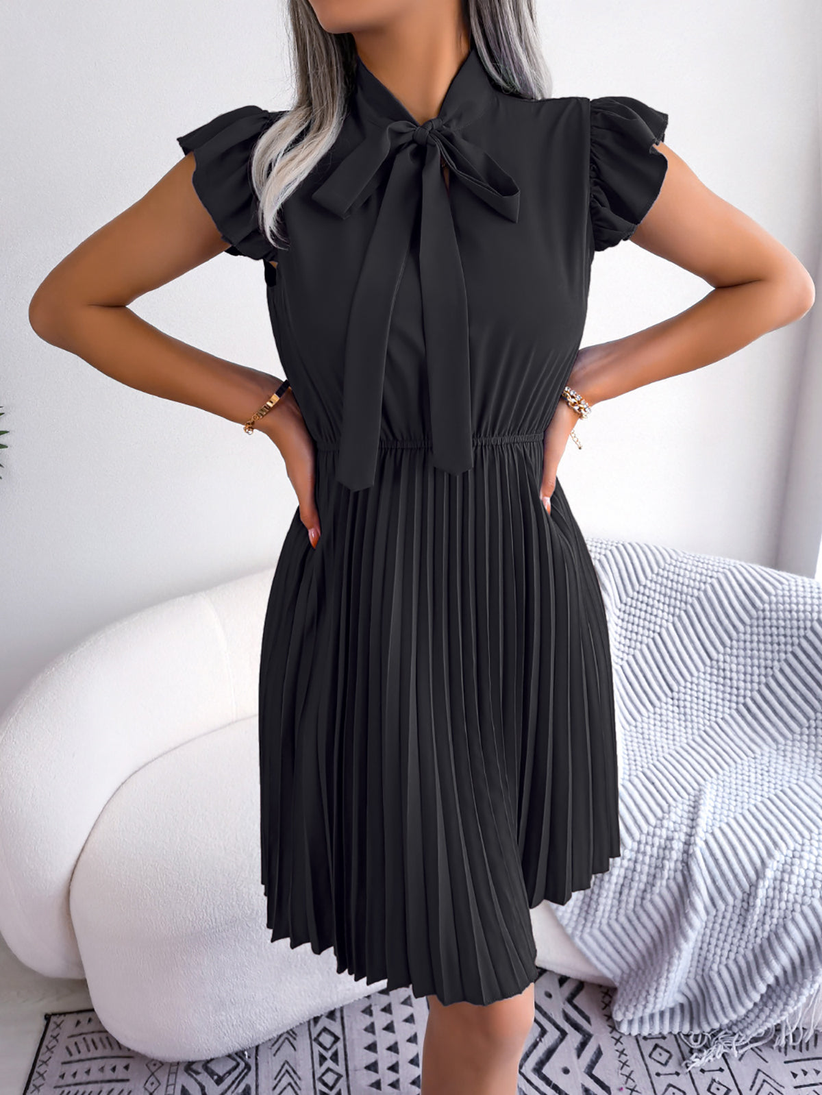 Puff Sleeve A-Line Midi Dress