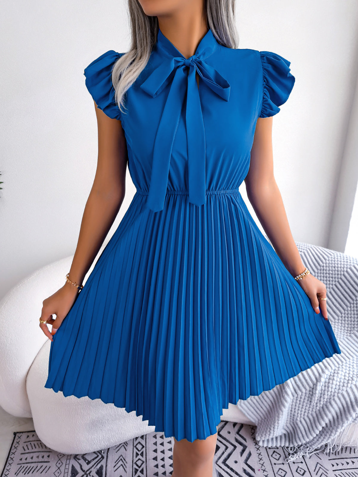 Puff Sleeve A-Line Midi Dress