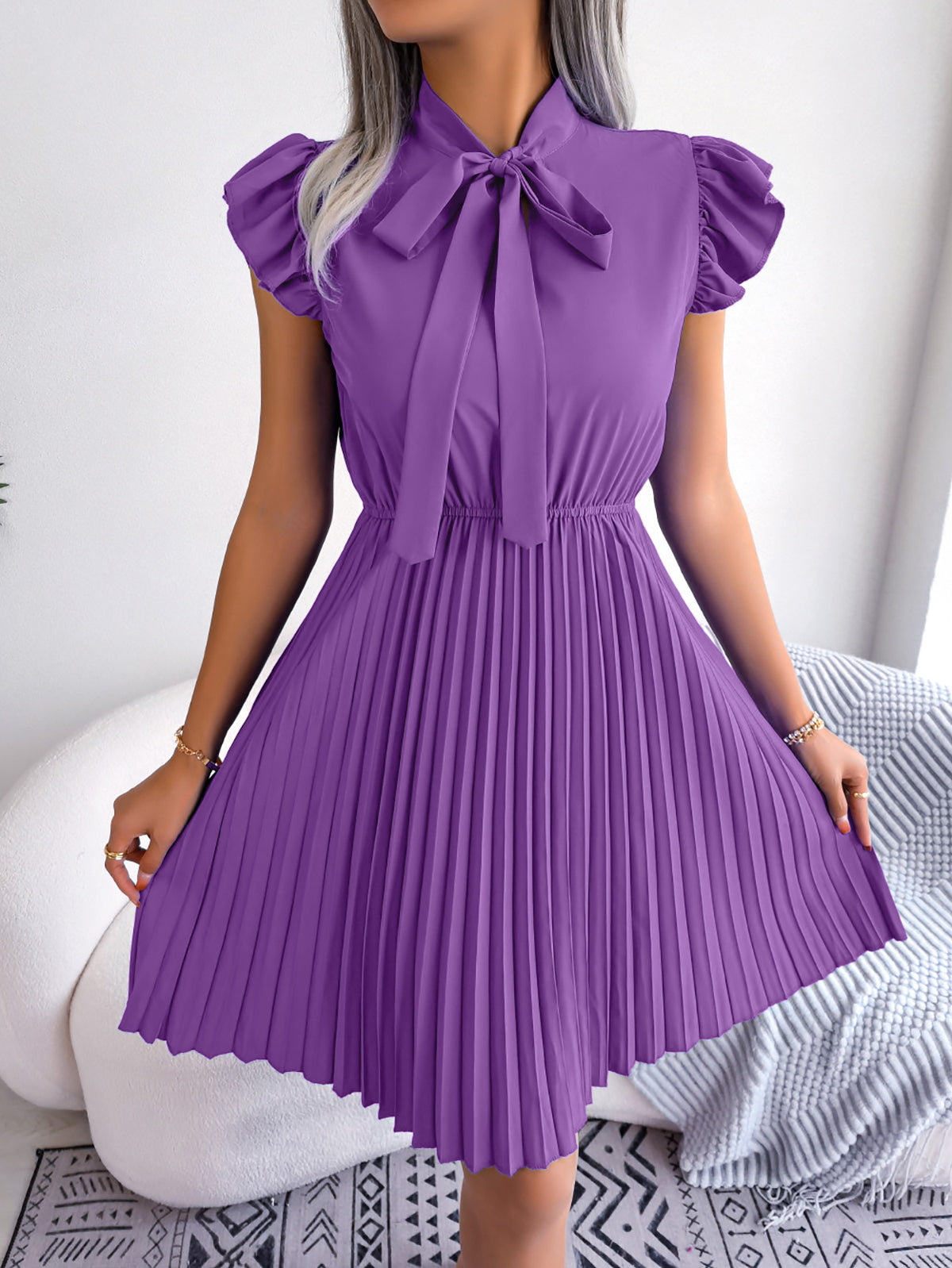 Puff Sleeve A-Line Midi Dress