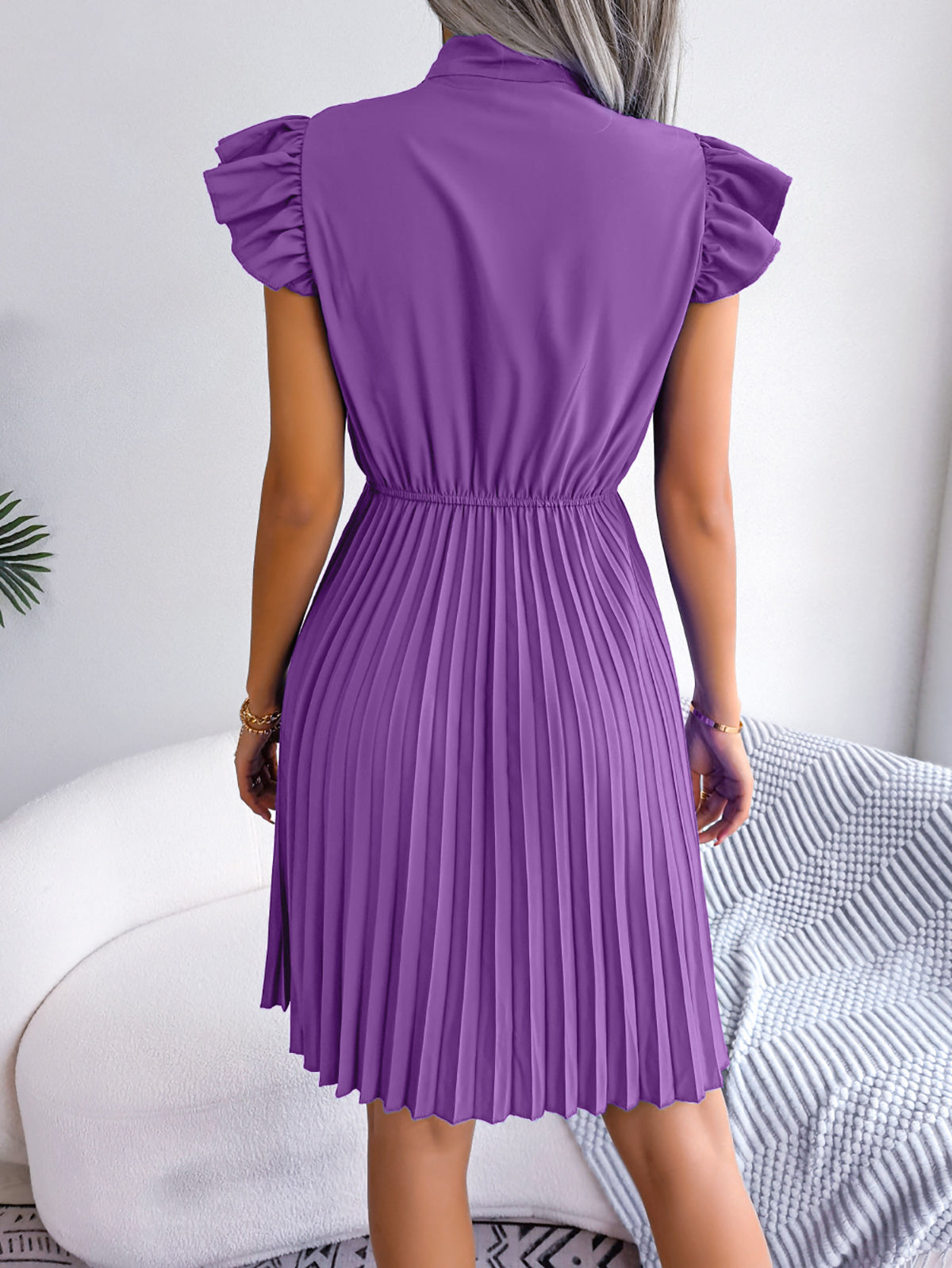 Puff Sleeve A-Line Midi Dress