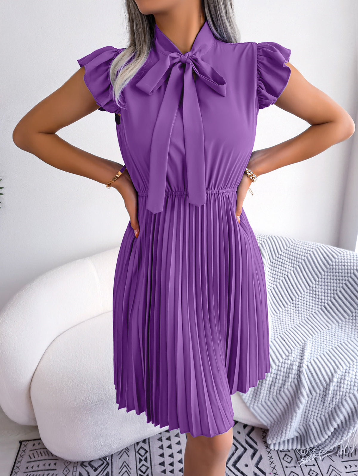 Puff Sleeve A-Line Midi Dress