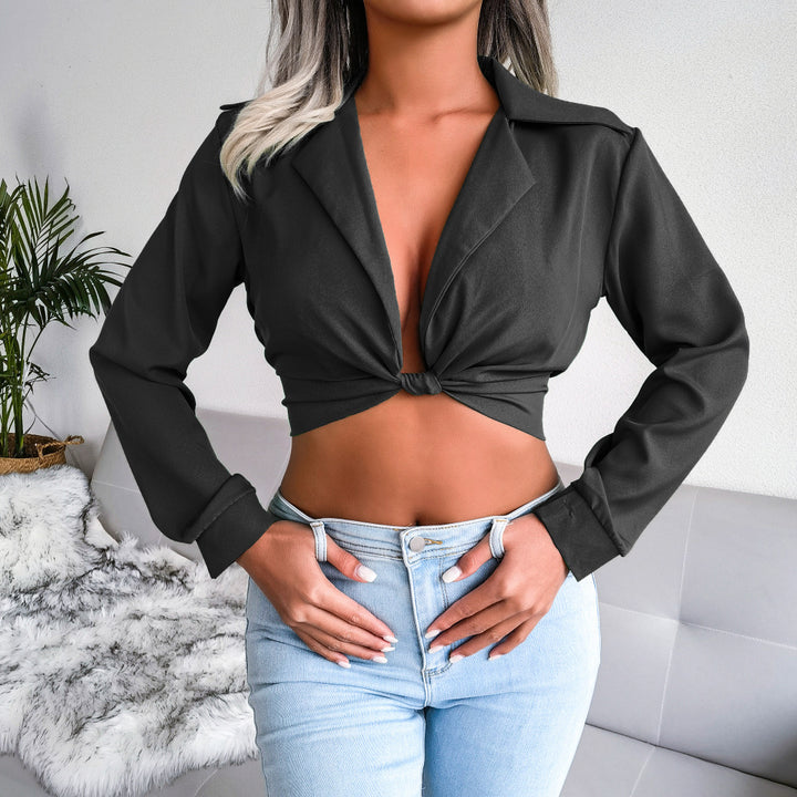 Black Peter Pan Collar Extended Sleeves Top