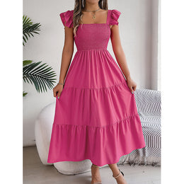 Smocked Tiered Fit and Flare Maxi Dress