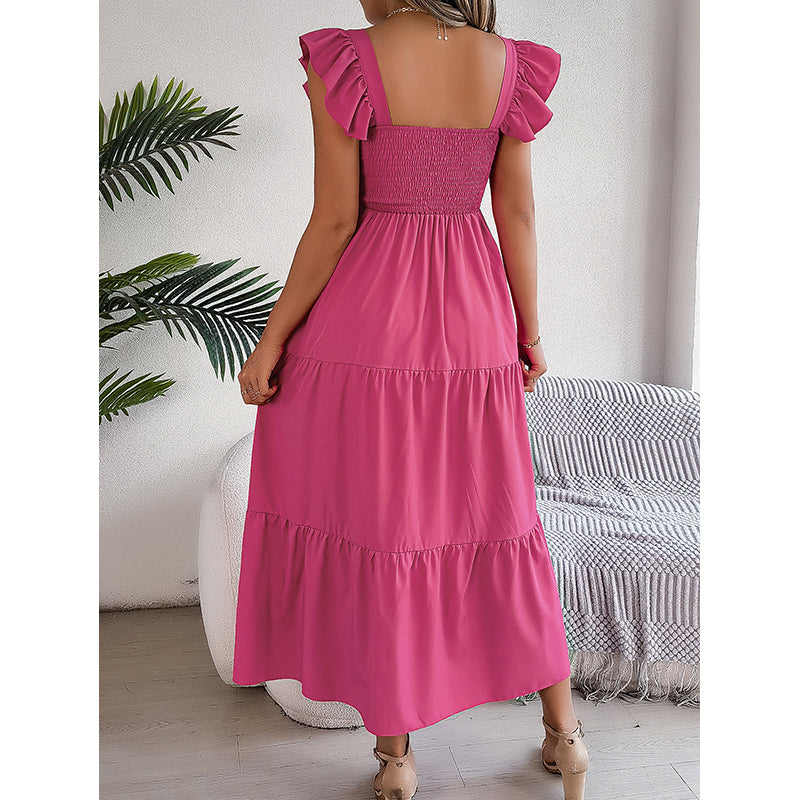 Smocked Tiered Fit and Flare Maxi Dress