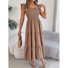 Women Flutter Sleeve Layered Maxi Dress