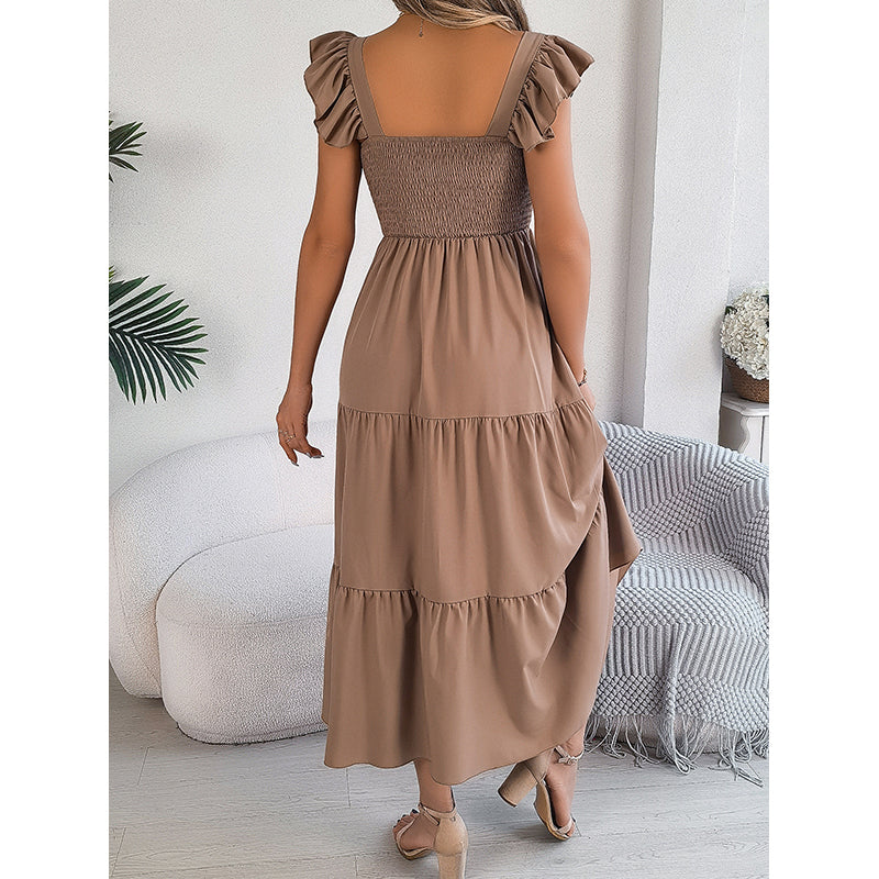 Women Flutter Sleeve Layered Maxi Dress