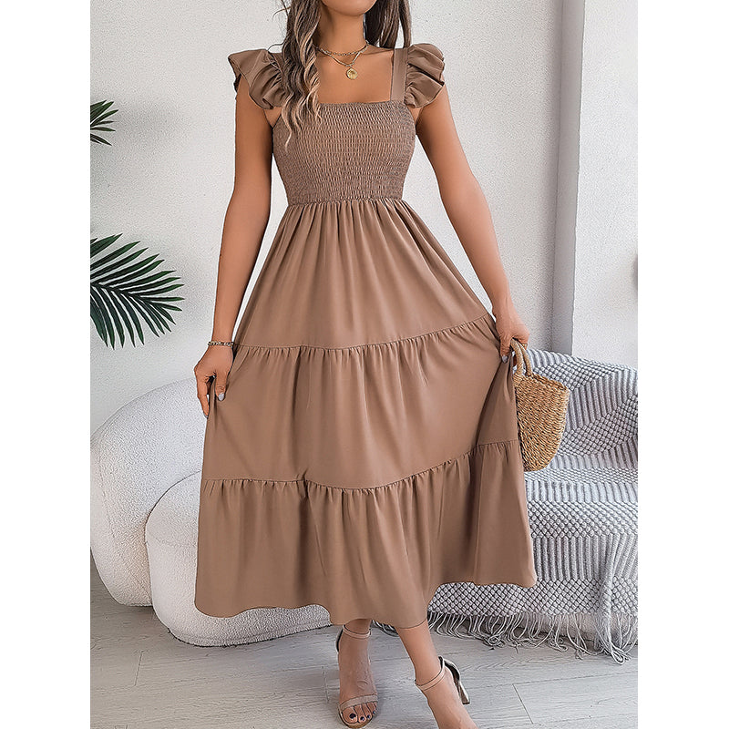 Women Flutter Sleeve Layered Maxi Dress