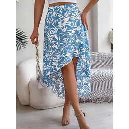 Women -Print High-Low Flared Skirt