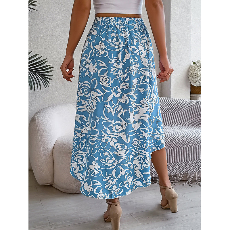 Women -Print High-Low Flared Skirt