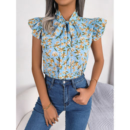 Floral Print Tie-Up Neck Regular Top