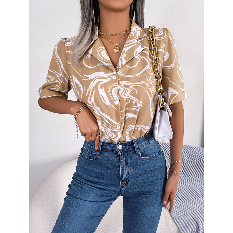 Abstract Print Shirt Style Top