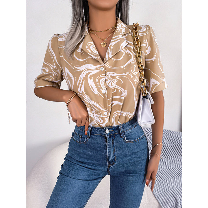 Abstract Print Shirt Style Top