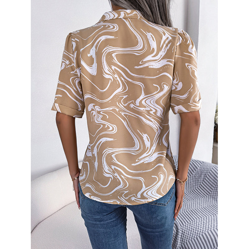 Abstract Print Shirt Style Top
