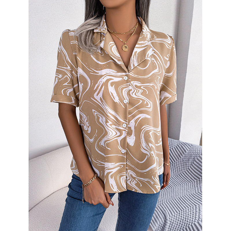 Abstract Print Shirt Style Top