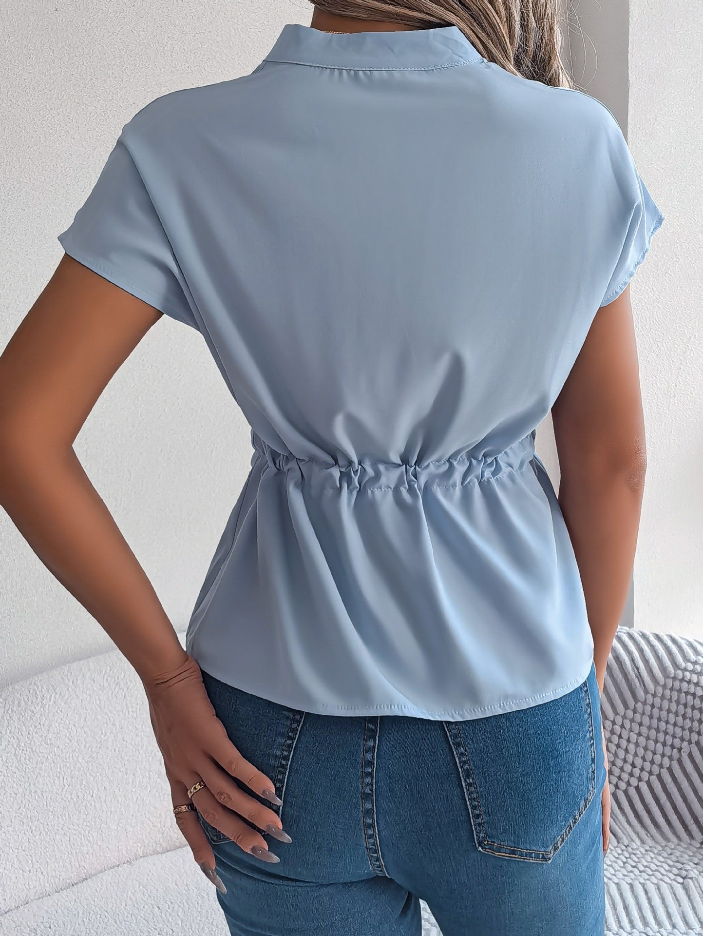 Women Mandarin Collar Shirt Style Top