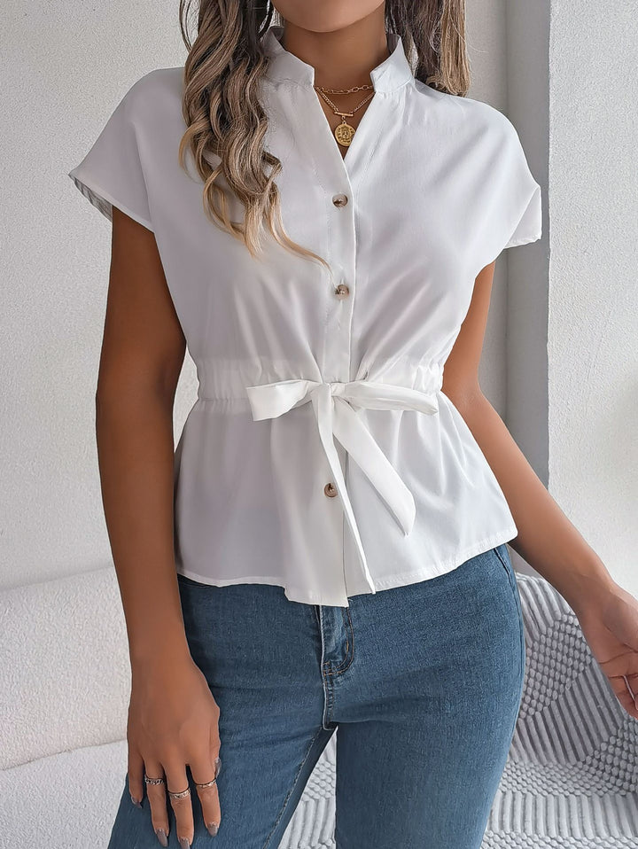 Mandarin Collar Shirt Style Top