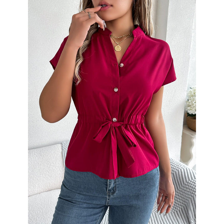 Women Mandarin Collar Peplum Top