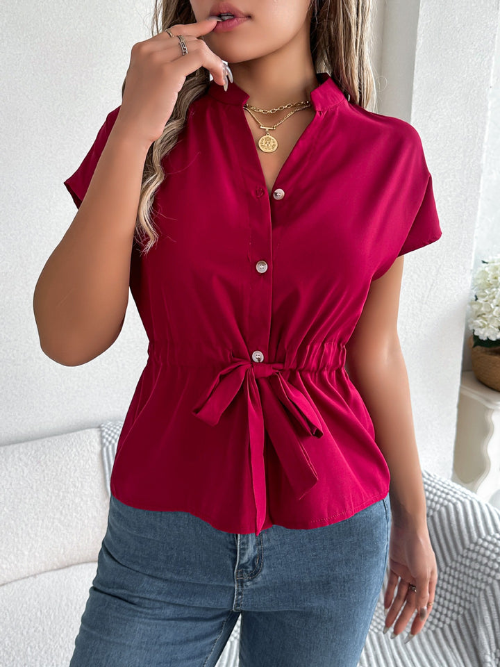 Women Mandarin Collar Peplum Top