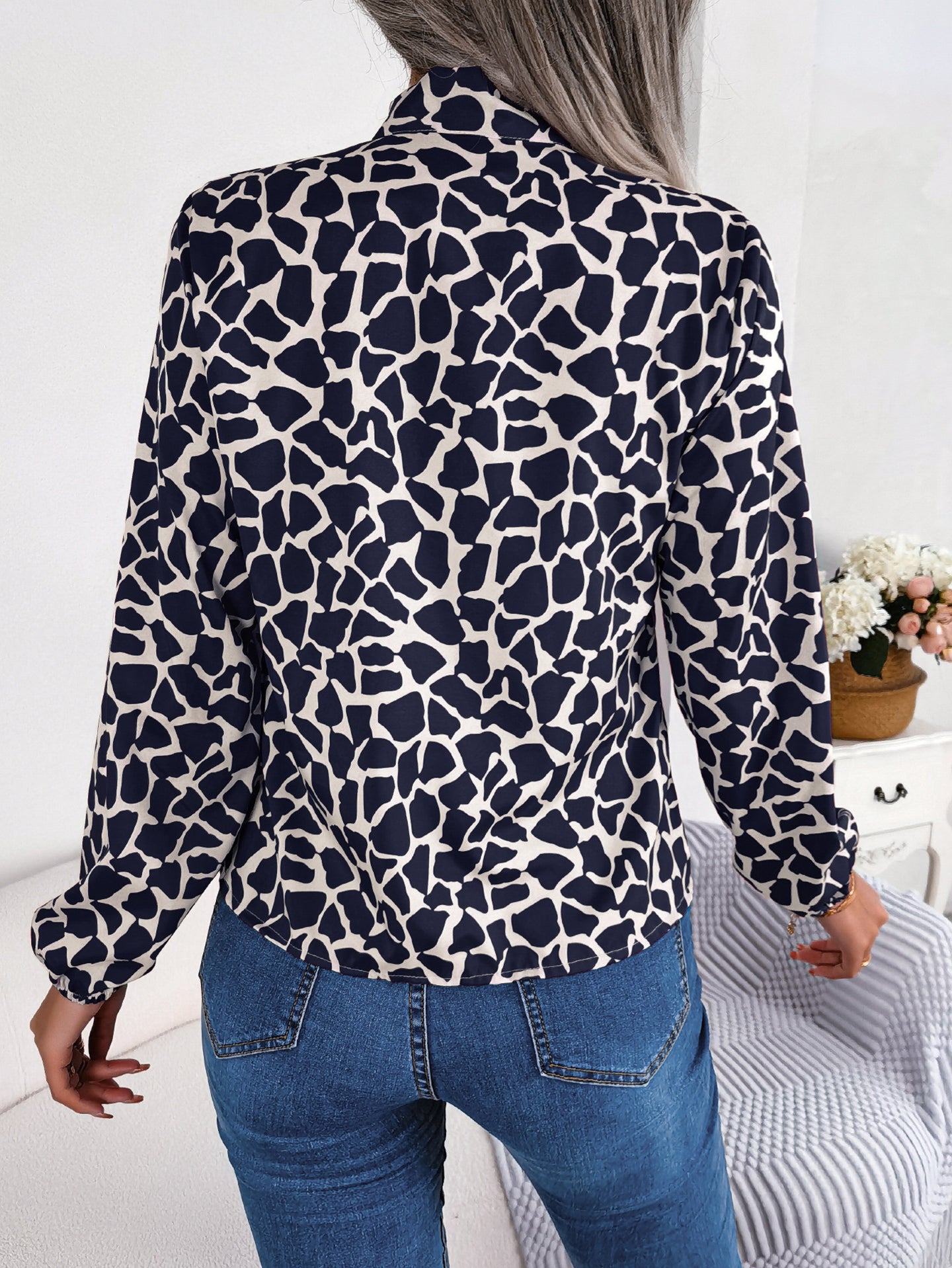 Printed Tie-Up Neck Top