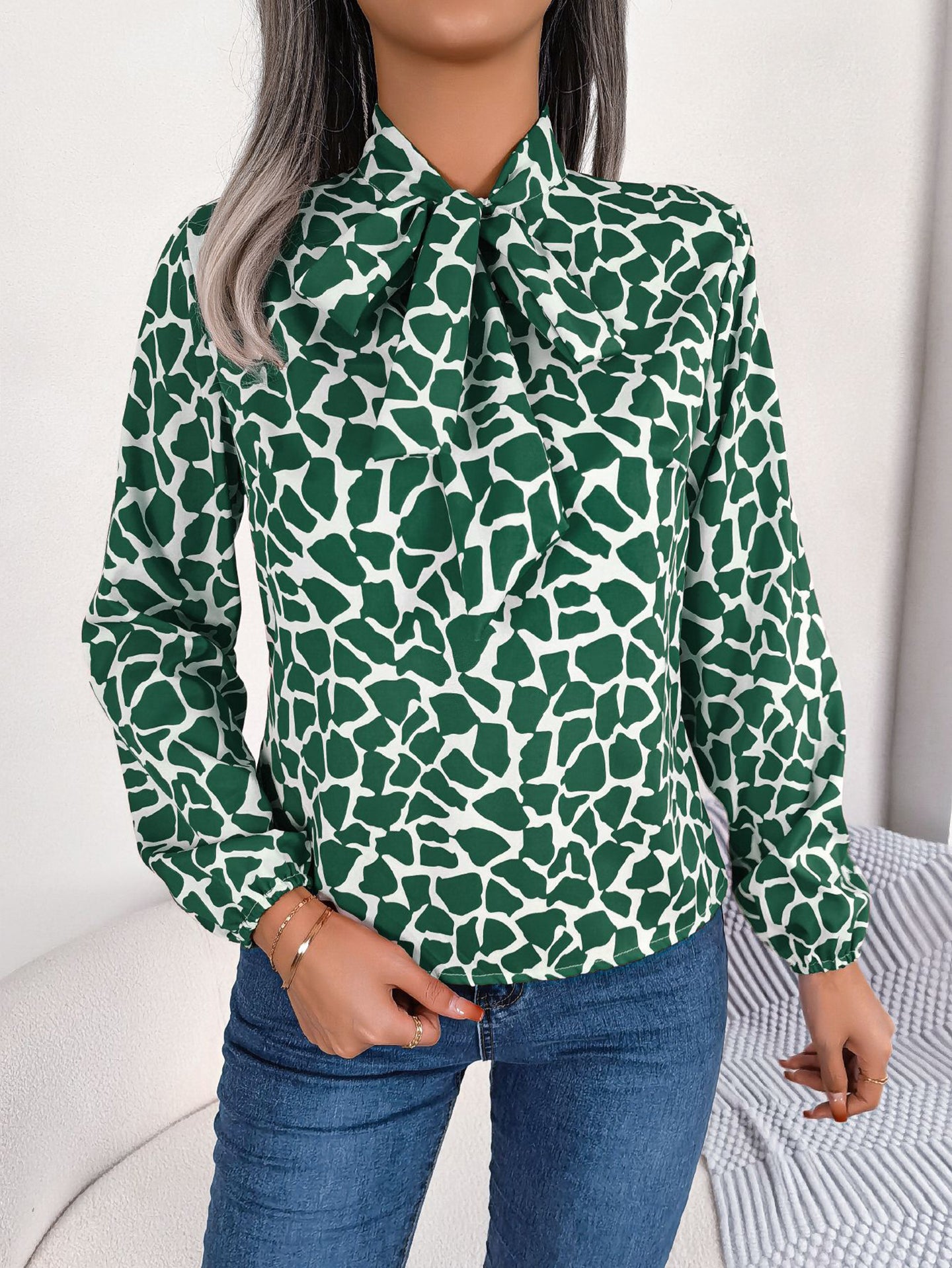 Women Abstract Scarf Neck Top