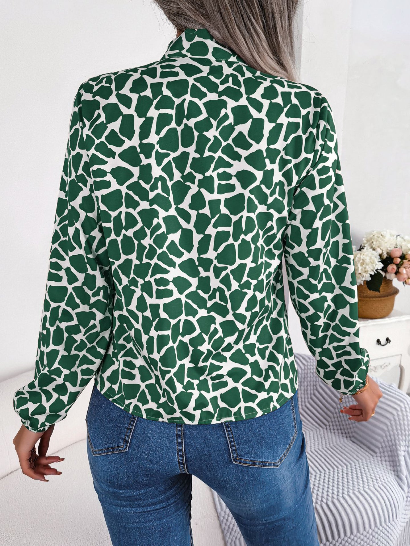 Women Abstract Scarf Neck Top