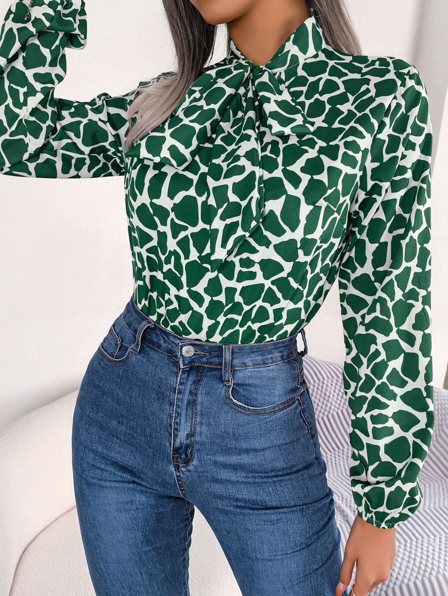 Women Abstract Scarf Neck Top