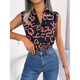 Typography Print Sleeveless Top