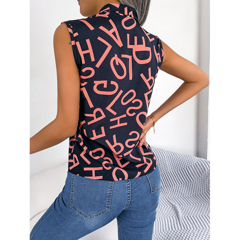 Typography Print Sleeveless Top