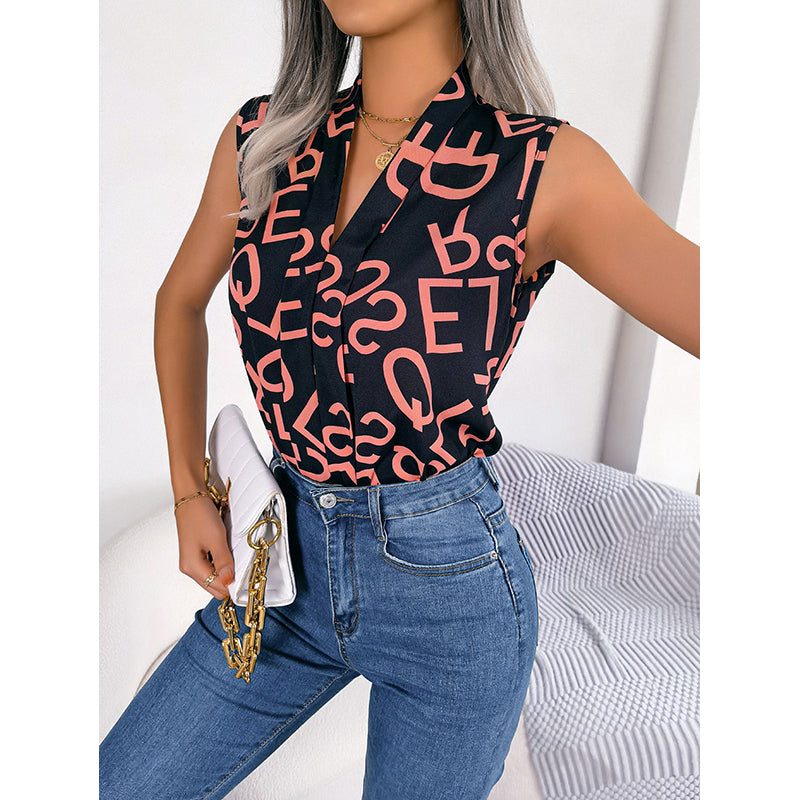 Typography Print Sleeveless Top