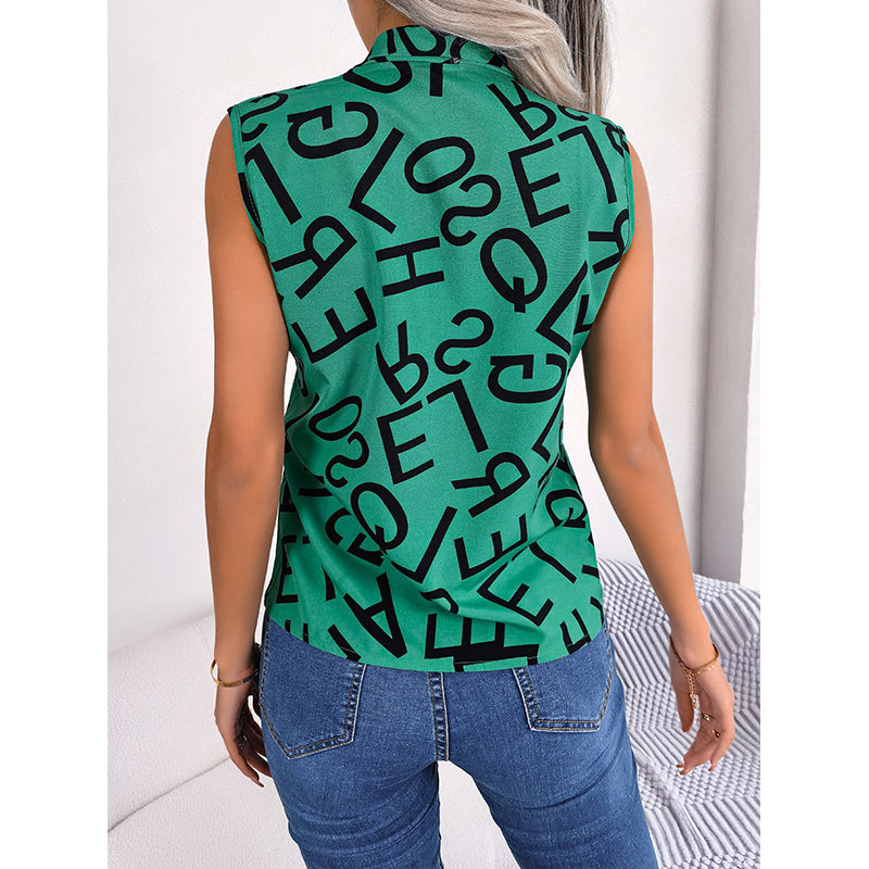 Typography Print Sleeveless Top