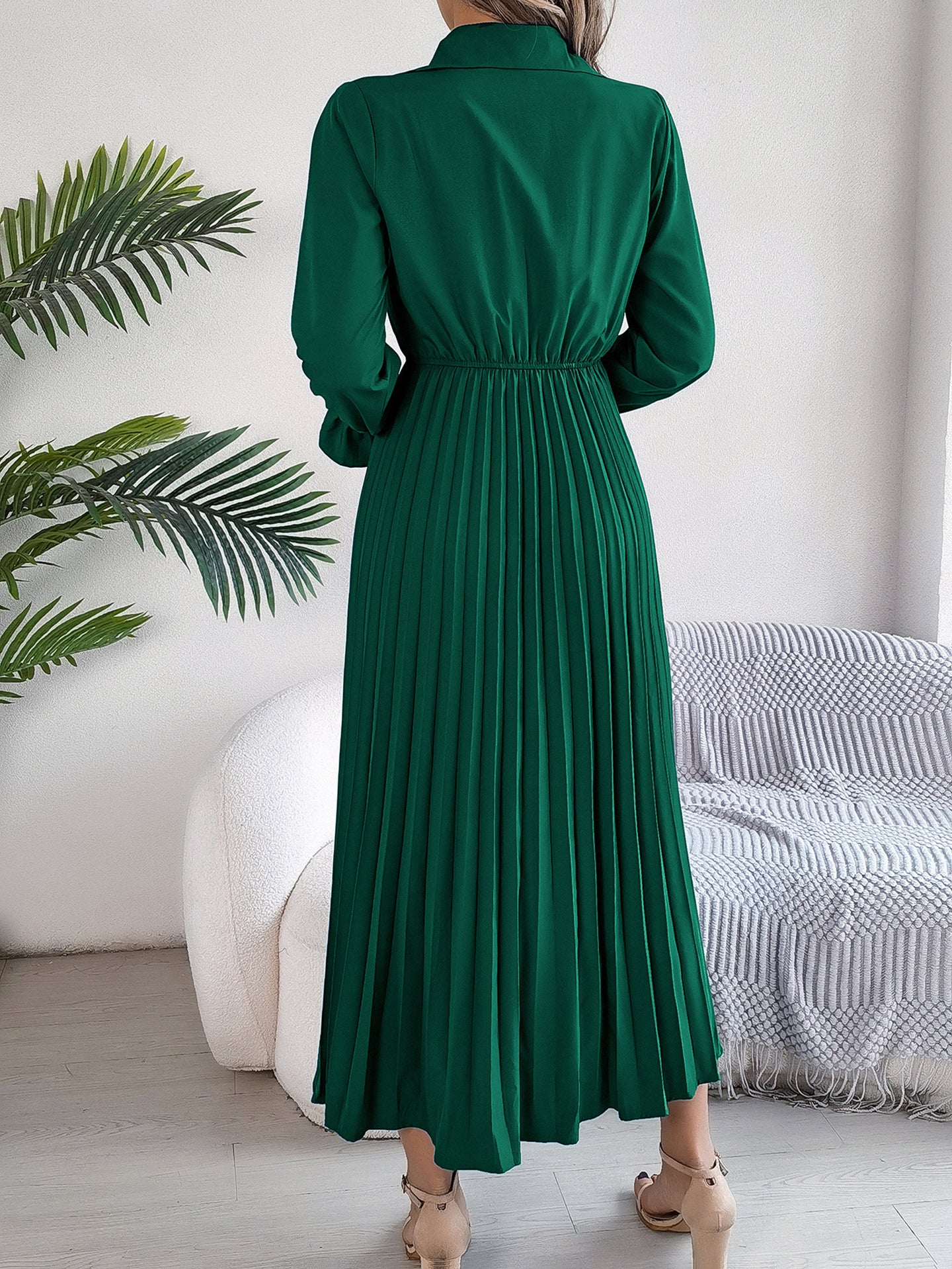 Pleated A-Line Maxi Dress