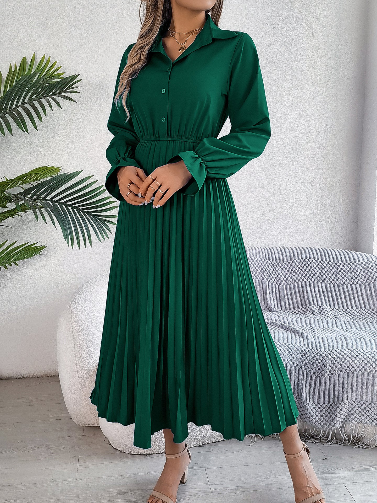 Pleated A-Line Maxi Dress