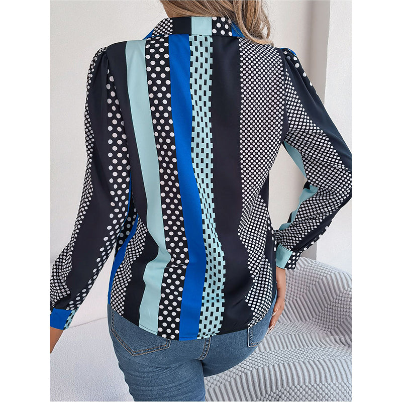 Blue Polka Dot Printed Casual Shirt