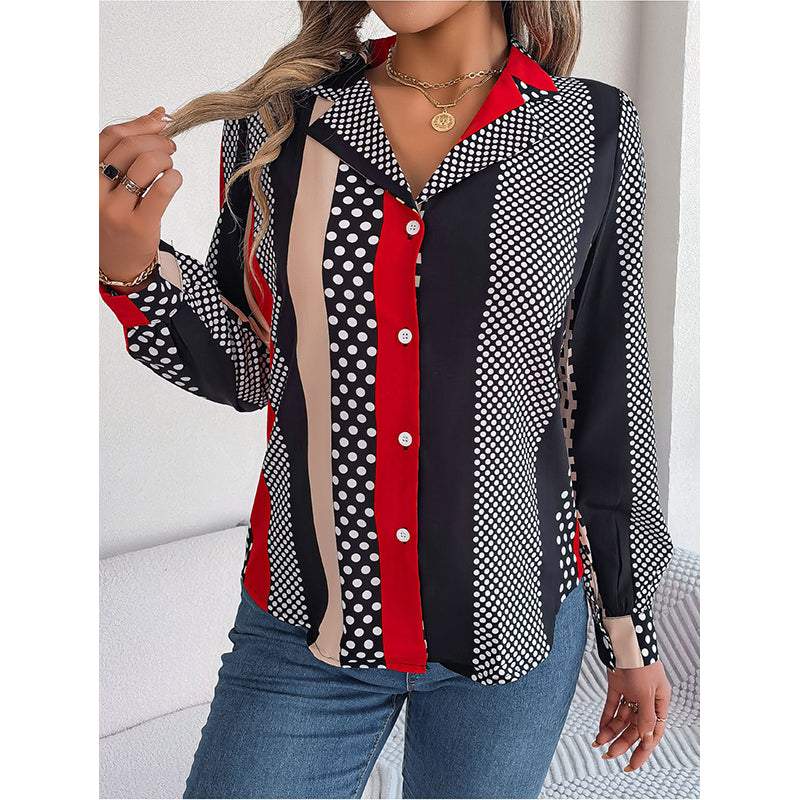 Red Polka Dot Printed Casual Shirt