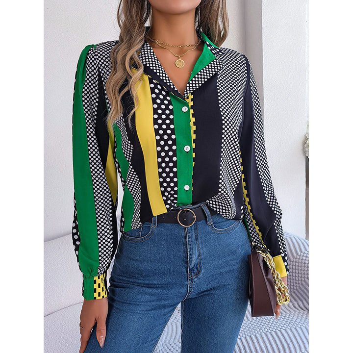 Green Polka Dot Printed Casual Shirt