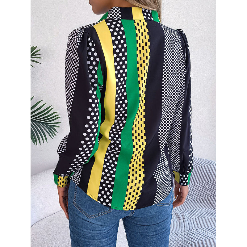 Green Polka Dot Printed Casual Shirt