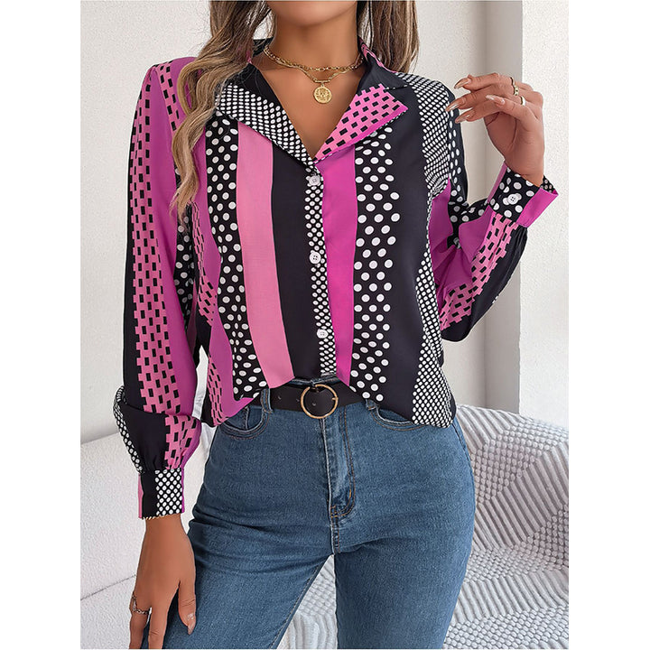 Pink Polka Dot Printed Casual Shirt