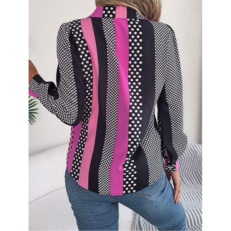 Pink Polka Dot Printed Casual Shirt
