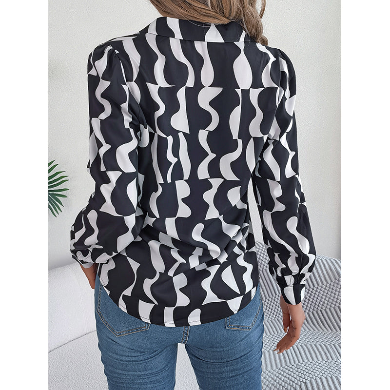 Black & White Abstract Printed Casual Shirt