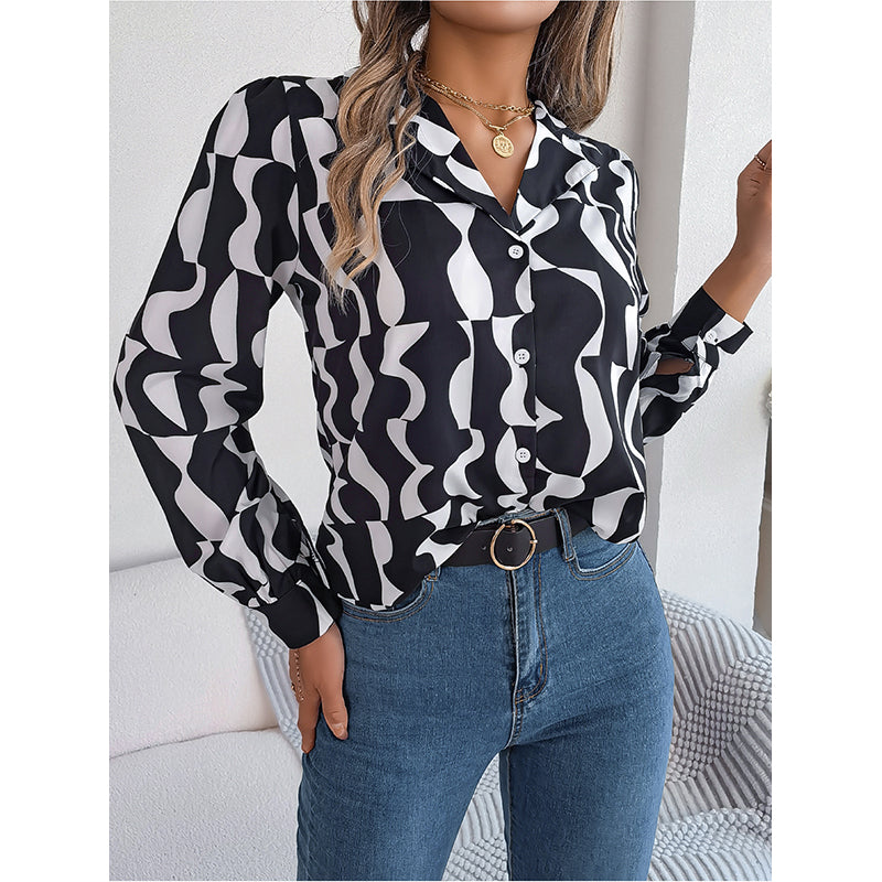 Black & White Abstract Printed Casual Shirt