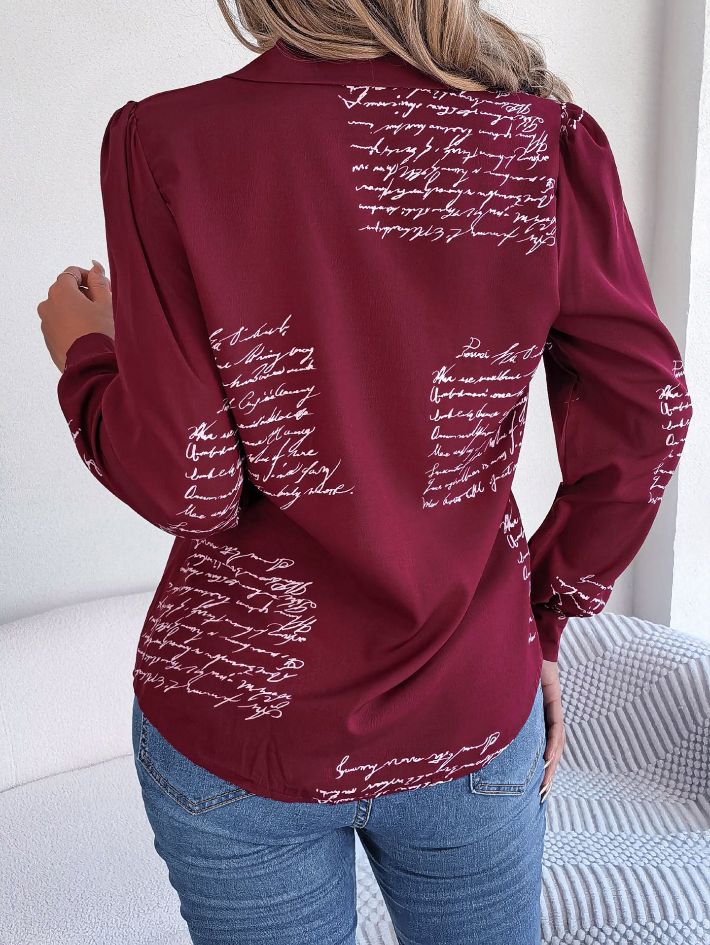 Women Cuban Collar Typography Printed Casual Shirt