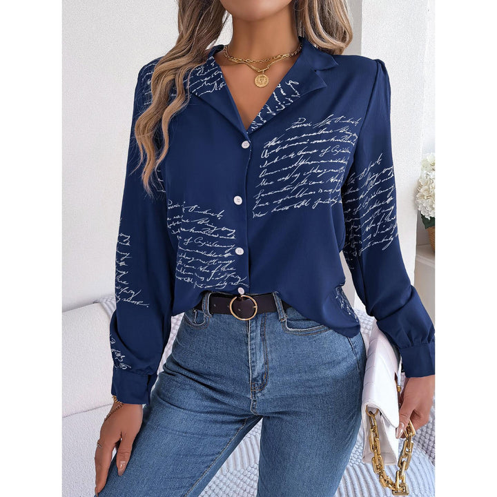 Women Cuban Collar Typography Printed Casual Shirt