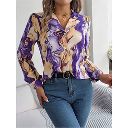 Purple & Beige Abstract Printed Casual Shirt