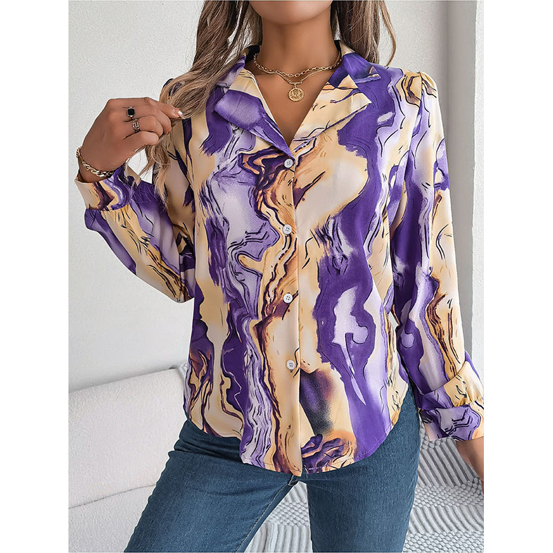 Purple & Beige Abstract Printed Casual Shirt