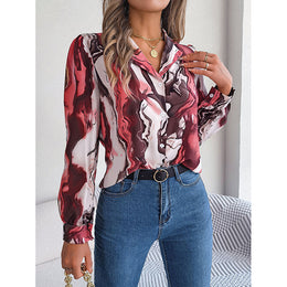 Red & White Abstract Printed Casual Shirt