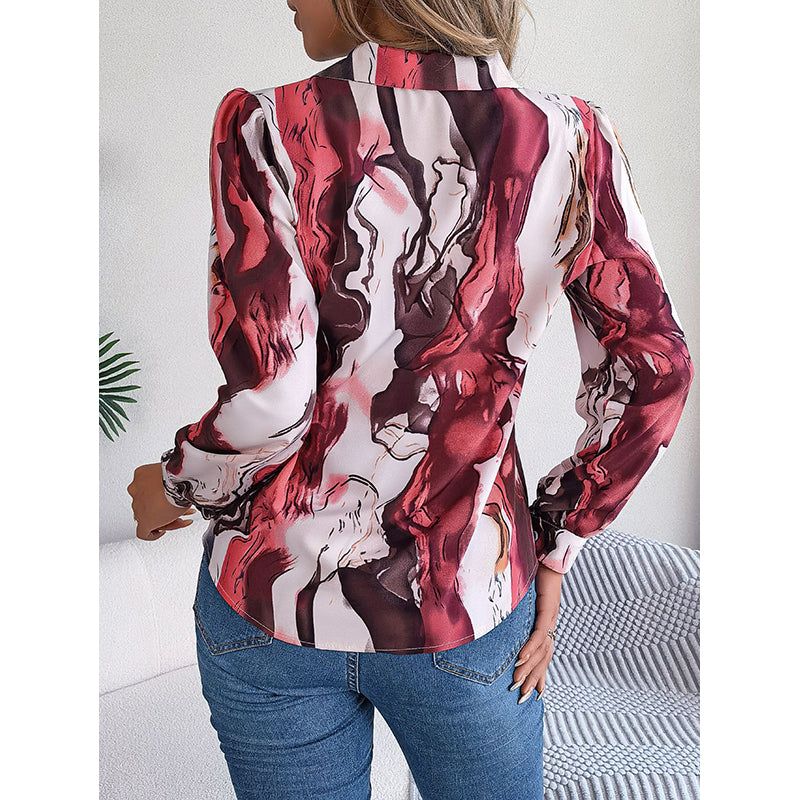 Red & White Abstract Printed Casual Shirt