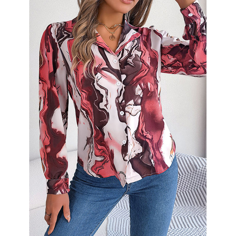 Red & White Abstract Printed Casual Shirt