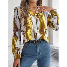 Yellow Regular Fit Abstract Printed Casual Shirt