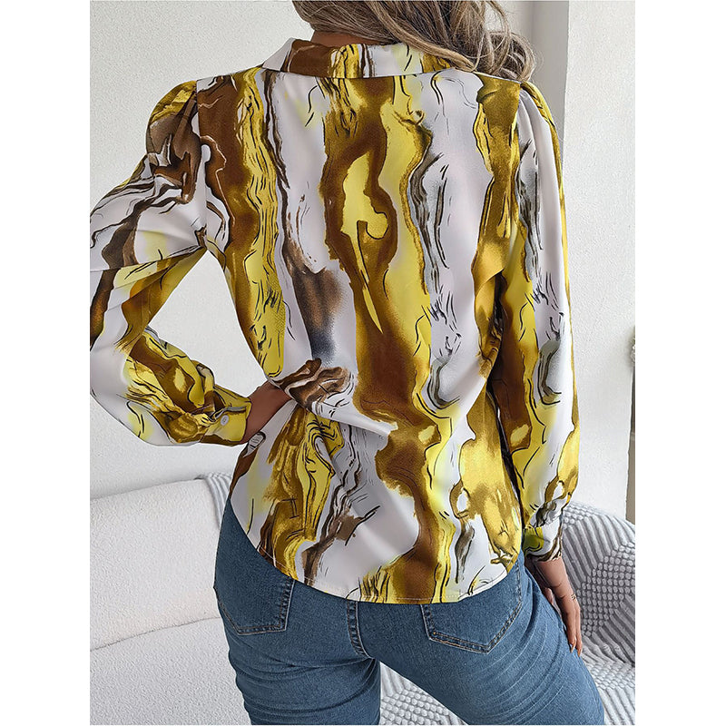 Yellow Regular Fit Abstract Printed Casual Shirt
